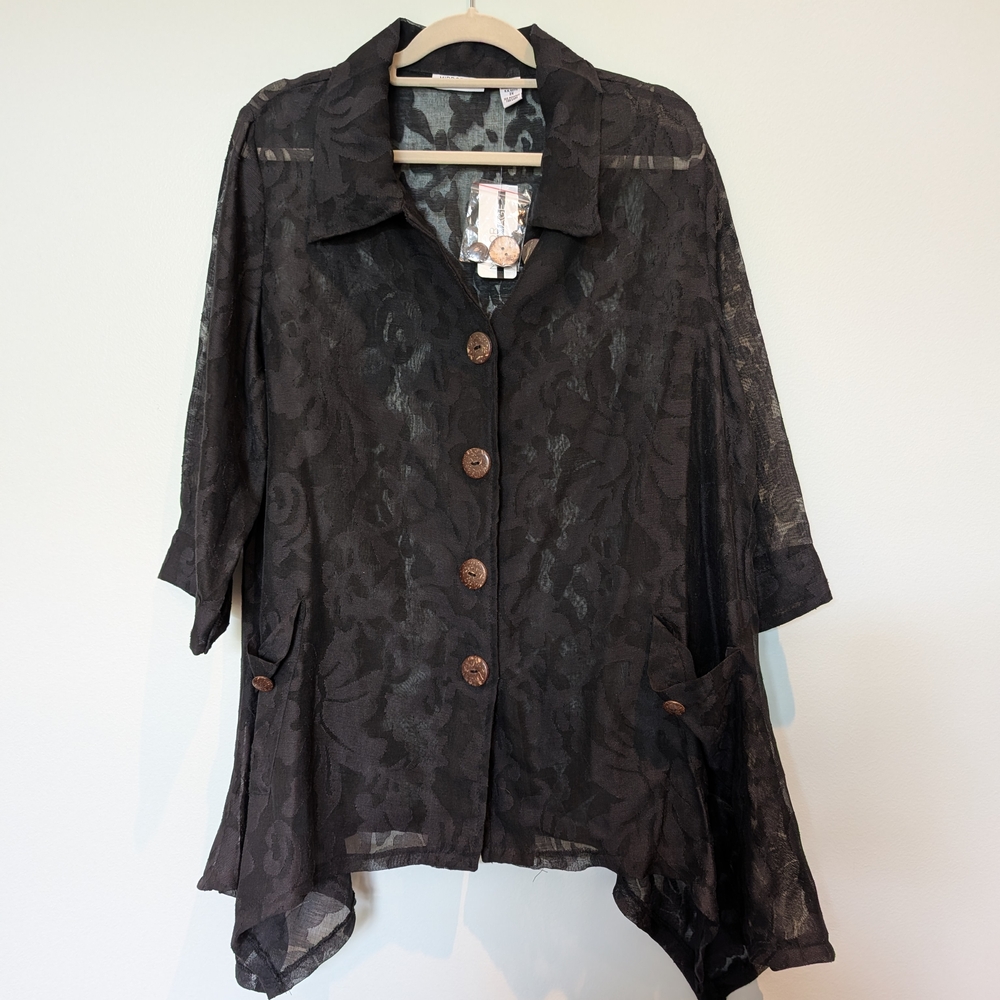 Elegant Black Sheer Women's Top